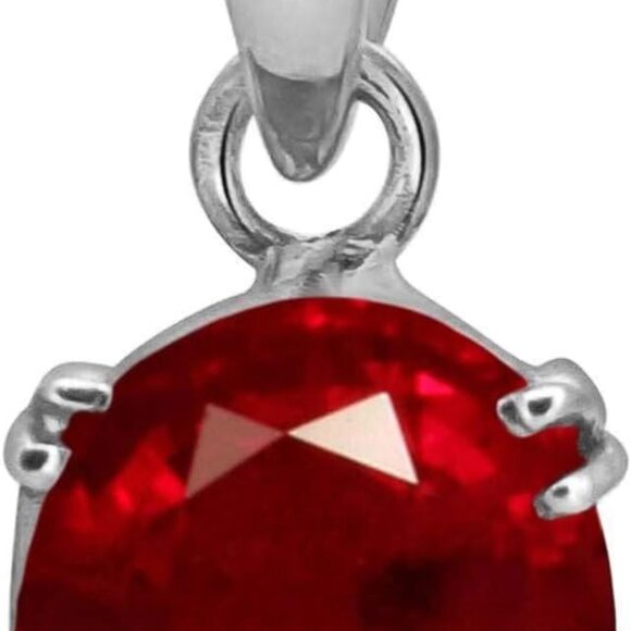 Natural Ruby Pendant Sterling Silver 5.55 CT Oval Gemstone Jewelry for Women - Picture 1 of 9